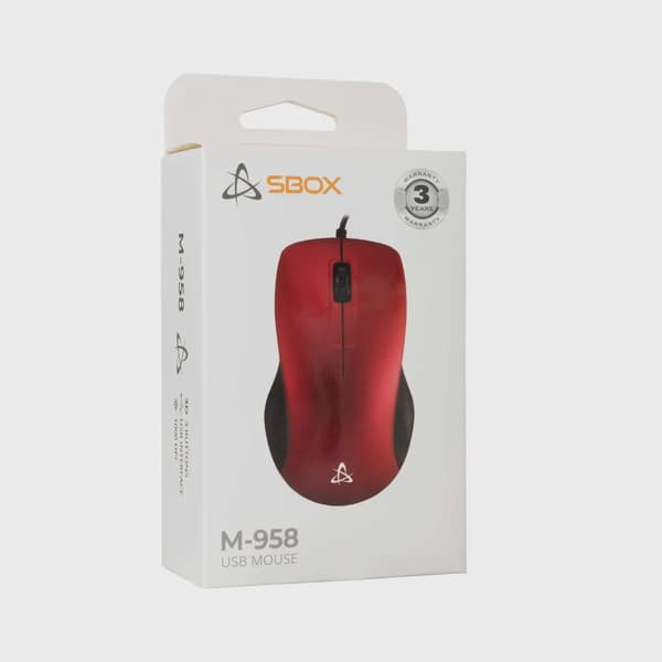 SBOX Trådad USB Mus 1.000dpi Röd