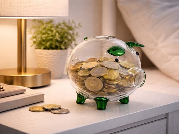 Spargris glas liten Grön