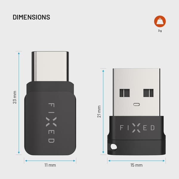 FIXED Data Blocker 2in1 USB-A & USB-C 240W för säker laddning Svart