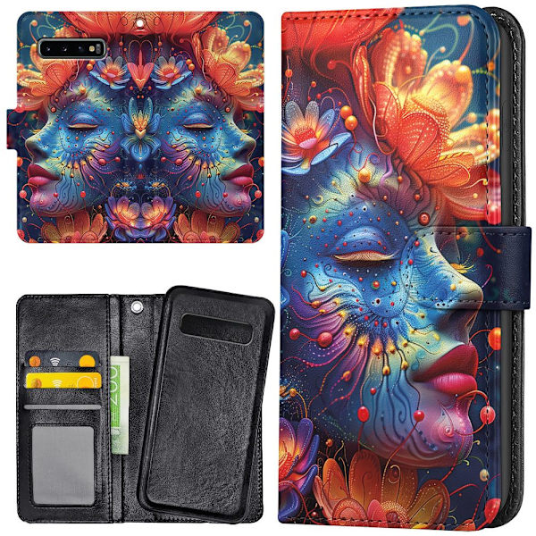 Samsung Galaxy S10 Plus - Lommebok Deksel Psychedelic