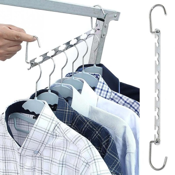 2-Pack - Klädhängare / Krok för Galge - Spara plats i garderob Silver