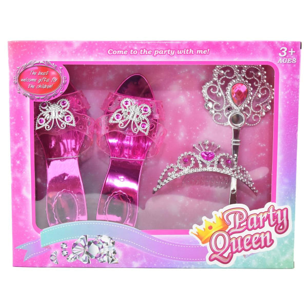 Princess Crown Sæt til børn - Tiara, scepter & hæle - 3 dele Pink