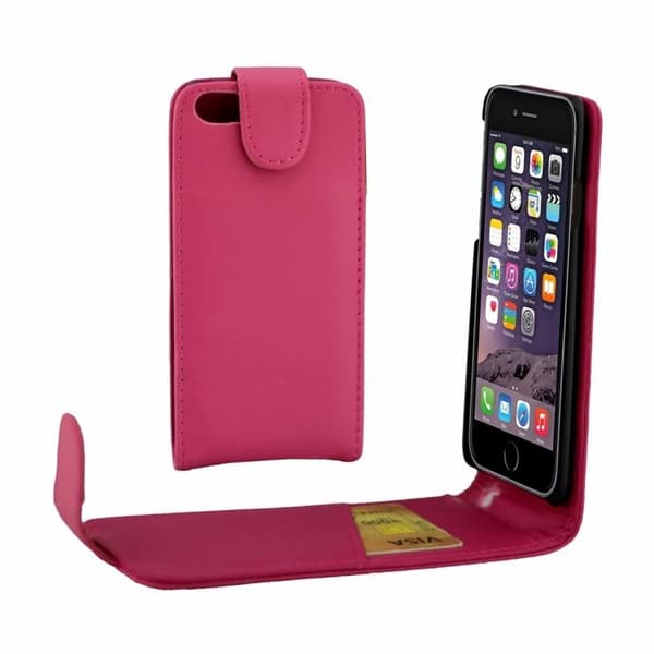 iPhone 7/8 Plus - Flipfodral med Kortfack - Mörkrosa Dark pink