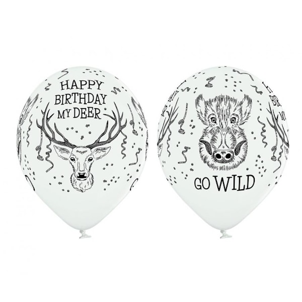 Vilda Djur Ballong med Hjortar, 6 stycken 12 tum (30 cm)