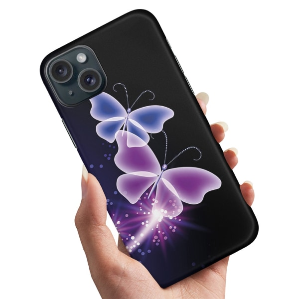 iPhone 15 Plus - Skal/Mobilskal Lila Fjärilar