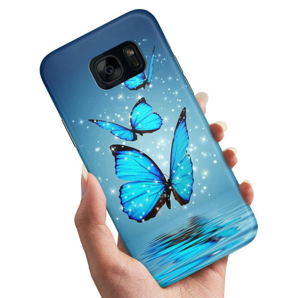 Samsung Galaxy S7 Edge - Deksel / Mobilveske Glitter Butterflies