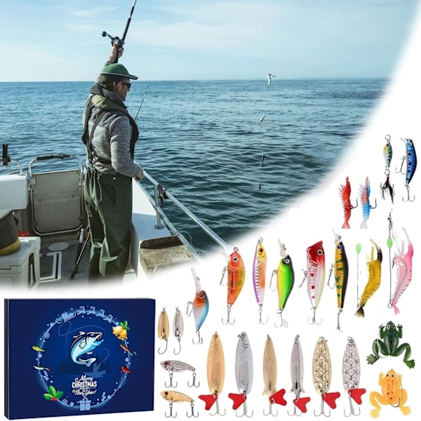 Fiskekroge / Wobblere - 24 fiskegrej i Julekalender