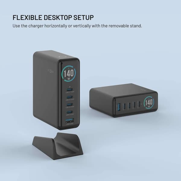 FIXED Super Snabb GaN Desktop Laddare 140W 4xUSB-C/USB-A