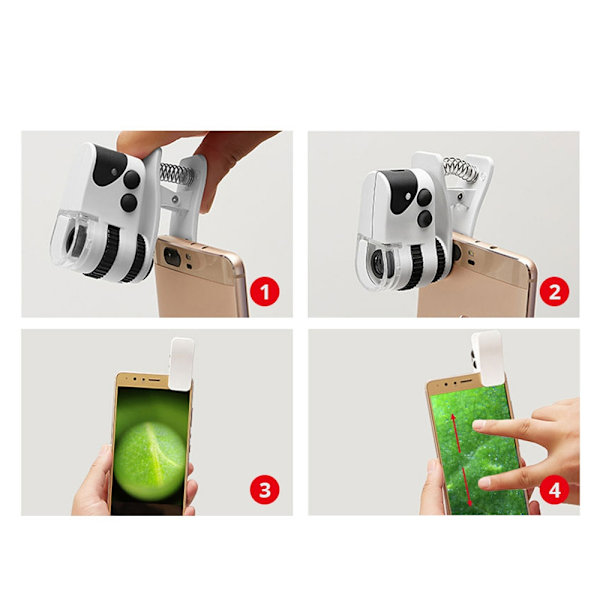 Mini Mikroskop med UV-lampa - 60x Förstoring - Till Mobiltelefon