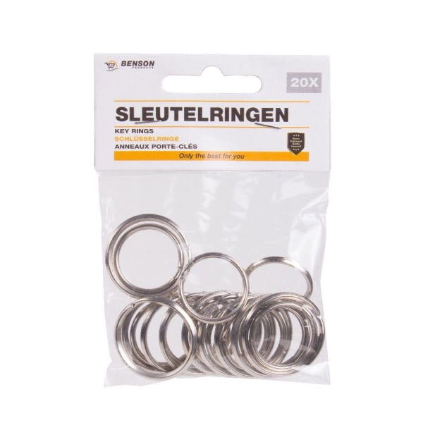 20-Pak - Nøglering - Forskellige størrelser - Ring til nøgler Silver