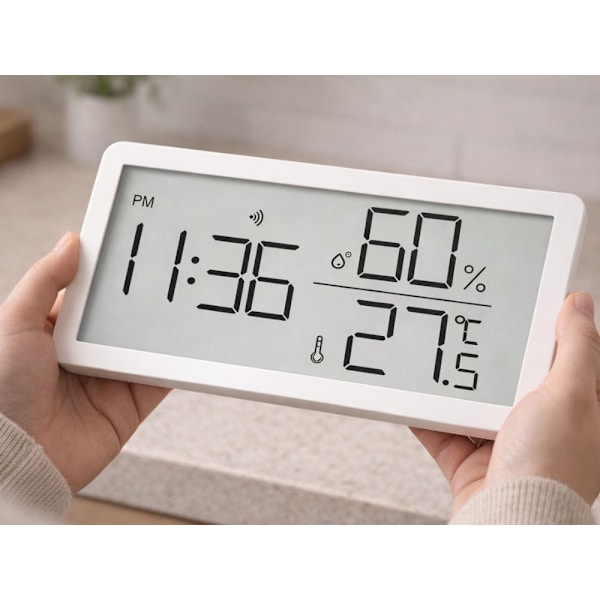 Digital termometer hygrometer med klocka