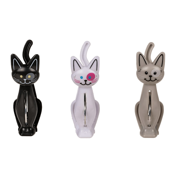 3-Pak - Poseklemme - Klips til Pose - Kat Multicolor