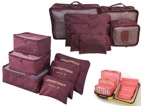 Organizer til Kuffert - 6-dele - Tasker til Rejse Wine red