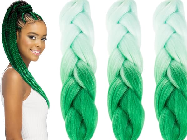 Jumbo Ombre Braid / Löshår Hårfläta - 60 cm Grön