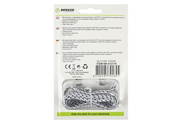 USB-C kabel 2 m nylon