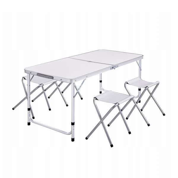 Hopfällbart Bord med 4 Pallar - Campingbord