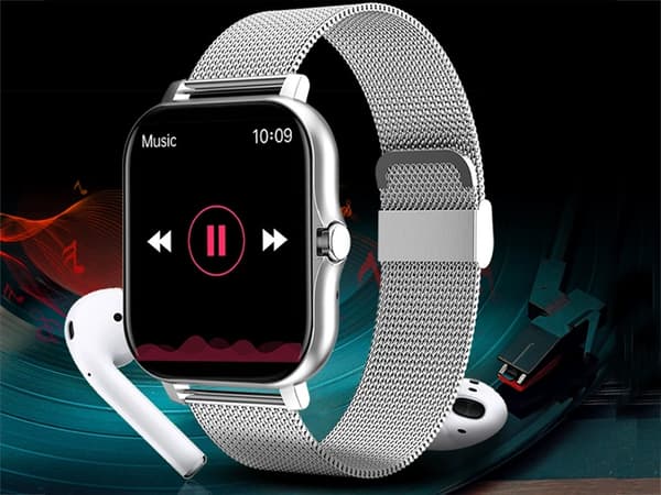 Smartklocka dam herr gummiarmband sport Bluetooth-samtal grå Grey