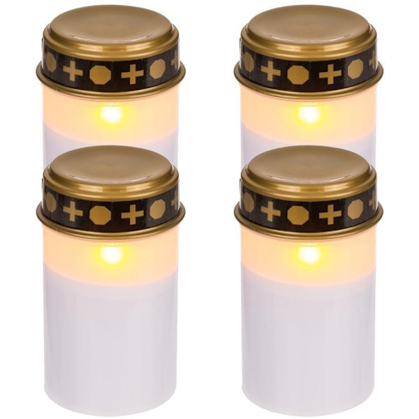 4-Pak - Gravlys LED / Lys - Lys til Graver 1200 timer White 4-Pack