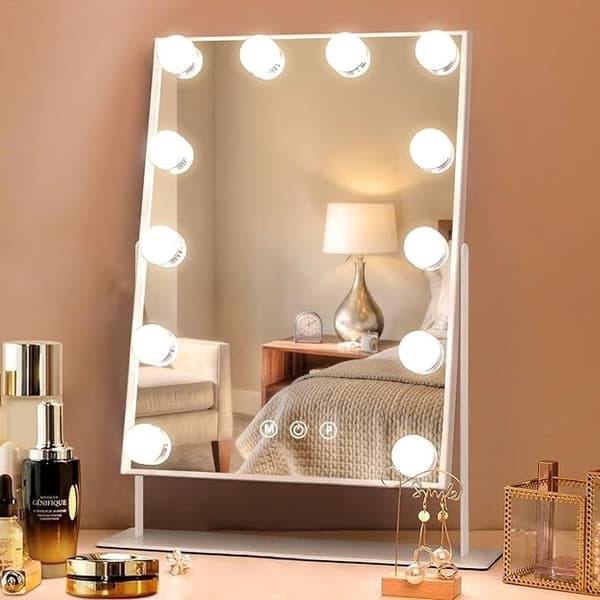 Sminkspegel med LED Belysning och Touchfunktion - 41 x 30 cm Vit