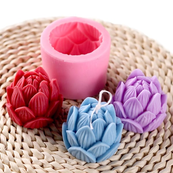 Lotusformet silikoneform - Støb dine egne stearinlys - Form til Stearin Pink
