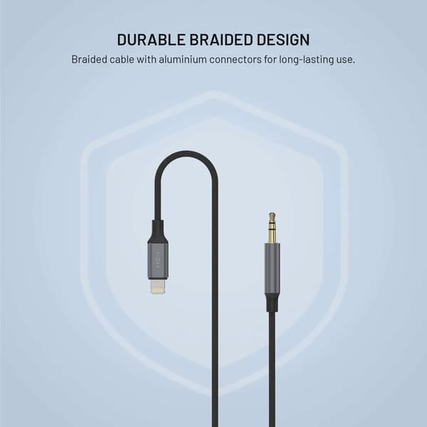 FIXED Link Premium Lightning till 3.5mm hane kabel 1.5m Rymdgrå