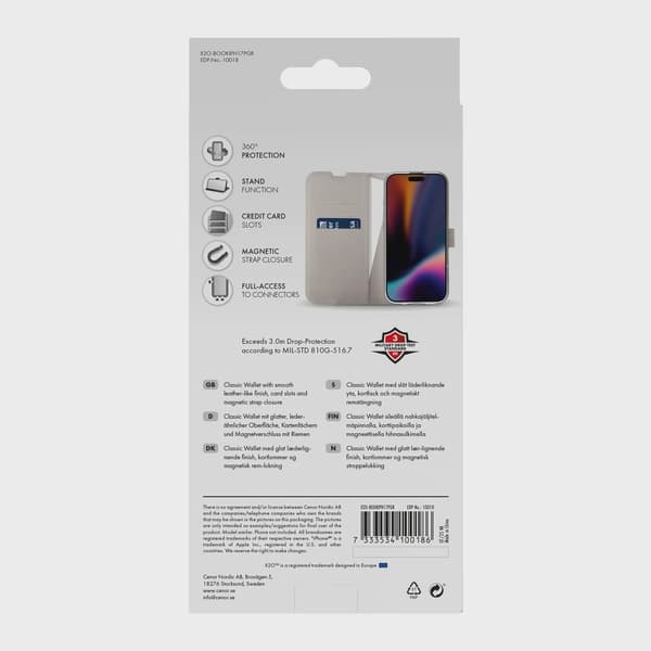 X2O Classic Wallet Plånboksfodral iPhone 18 Pro/17 Pro Greige