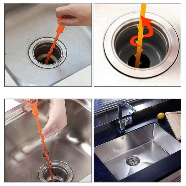 Avloppsrensare i Plast - Rensa Avlopp - Få Bort Hår Orange