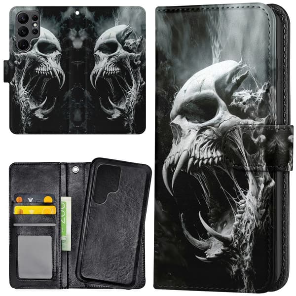 Samsung Galaxy S22 Ultra - Lommebok Deksel Skull