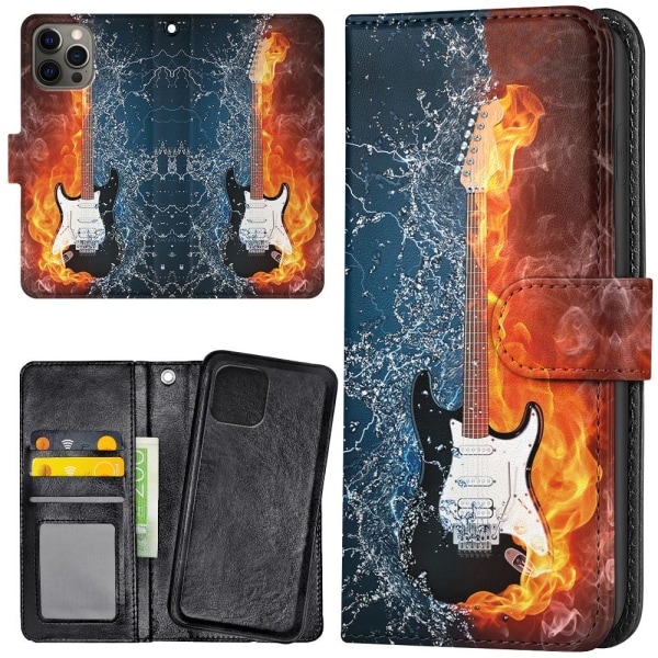 iPhone 13 Pro - Wallet Case Water & Fire Guitar Multicolor
