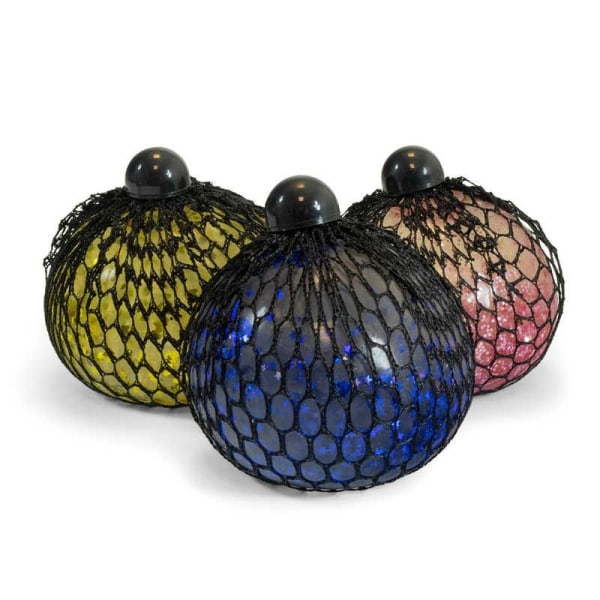 Stressbold / klembold i net - glitter (9 cm) Multicolor