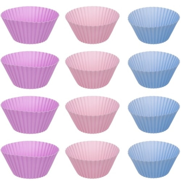 Bakplåt + 12st Silikon Muffinsformar / Bullformar - Formar multifärg
