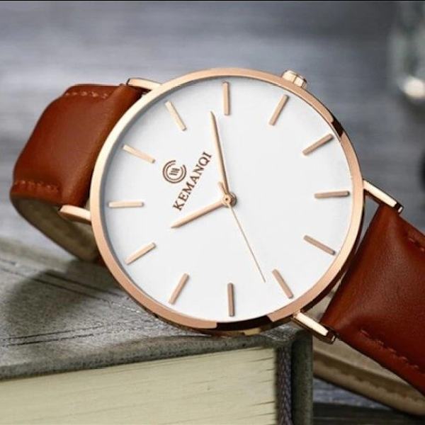 Quartz Klokke / Armbåndsur - Roségull/Brun Brown