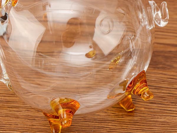 Spargris glas liten Brun