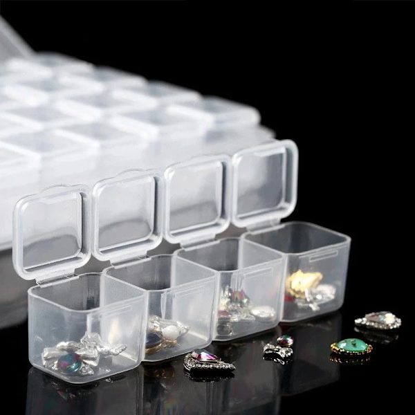 2-Pack-Pärlförvaring 56-fack för Diamond Painting-Diamantmålning Transparent