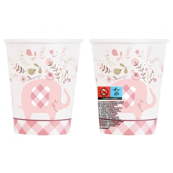 Elefantblommig rosa pappersmugg 8 st 266 ml
