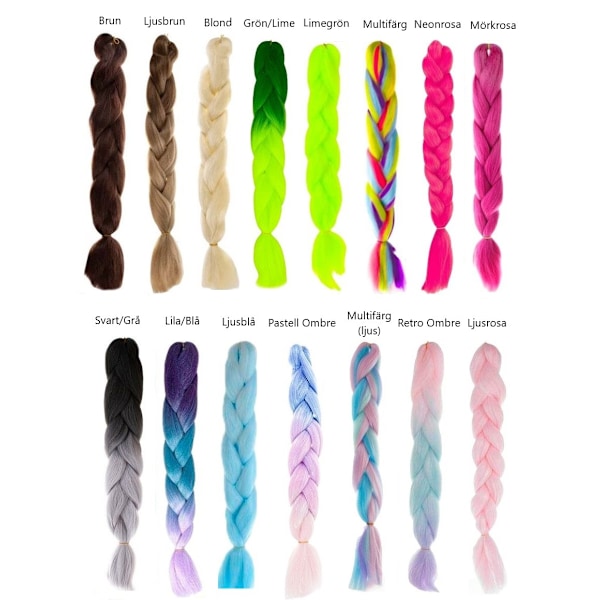 Jumbo Braid / Löshår Hårfläta - 60 cm MultiColor Retro Ombre