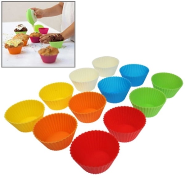 12 pakkauksen silikoniset muffinimuotit / pullamuotit - muotit Multicolor