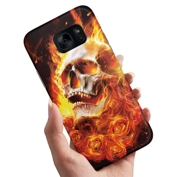 Deksel / Mobildeksel til Samsung Galaxy S7 Edge - Burning Skull