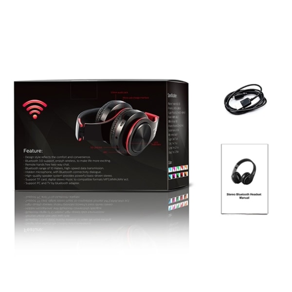 LPT660 Bluetooth Hodetelefoner - Mikrofon & TF-kort - Svart/Blå Multicolor