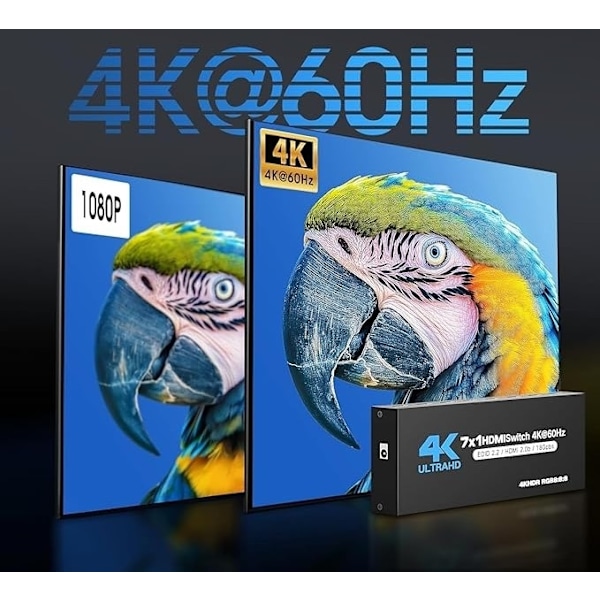 4K HDMI-switch med Fjärrkontroll - 7-portar