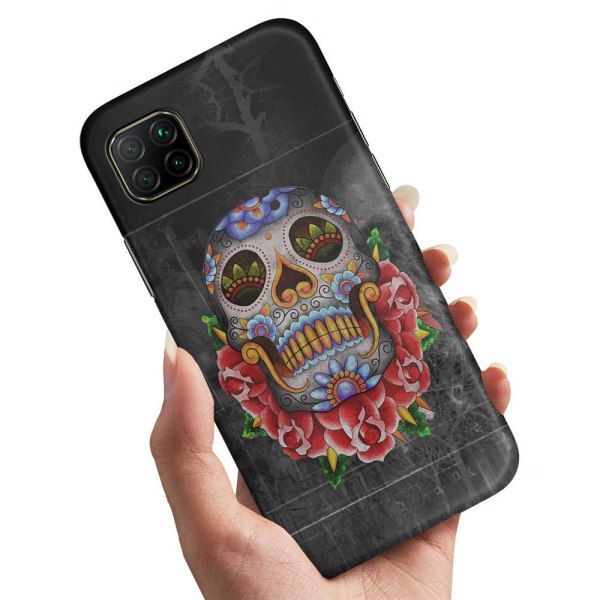 Huawei P40 Lite - Cover / Mobile Cover Flowers Skull