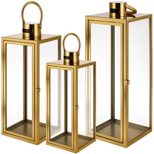Ljushållare / Ljuslyktor - 3-delar Guld
