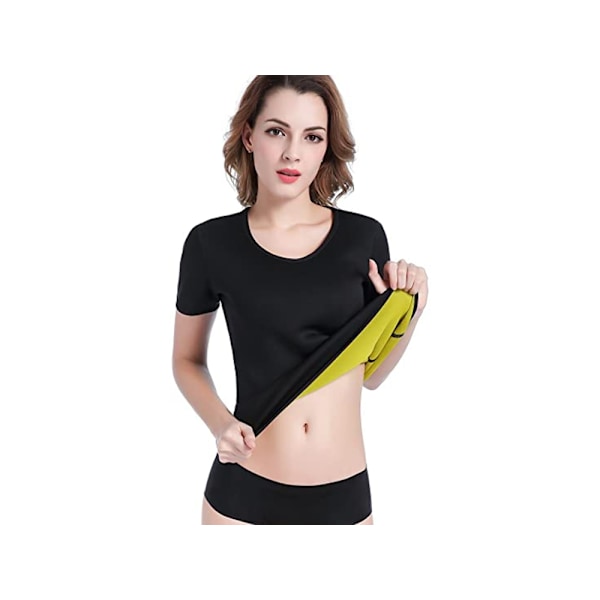 Lyhythihainen Kompressiopaita / Fitnesspaita Neopreeni – T-shirt Naiset Black XL