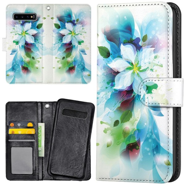 Samsung Galaxy S10 Plus - Lommebok Deksel Blomst