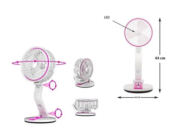 Trådlös Fläkt / Bordsfläkt - 18 cm Rosa