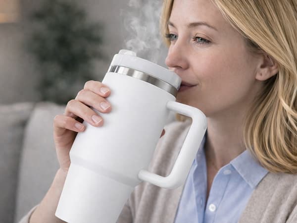 Termosmugg 1.2 L med sugrör White