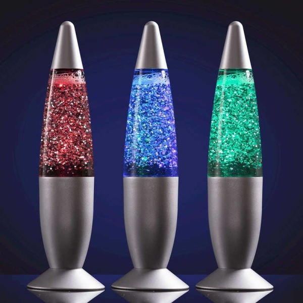 Glitterlampe / Lampe med Glitter - Farveskiftende Lava lampe Multicolor