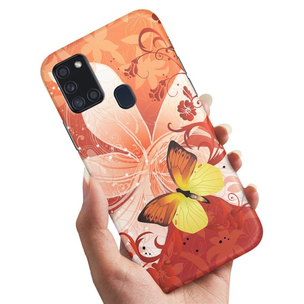 Samsung Galaxy A21s - Cover / Mobiletui Butterfly & Flower