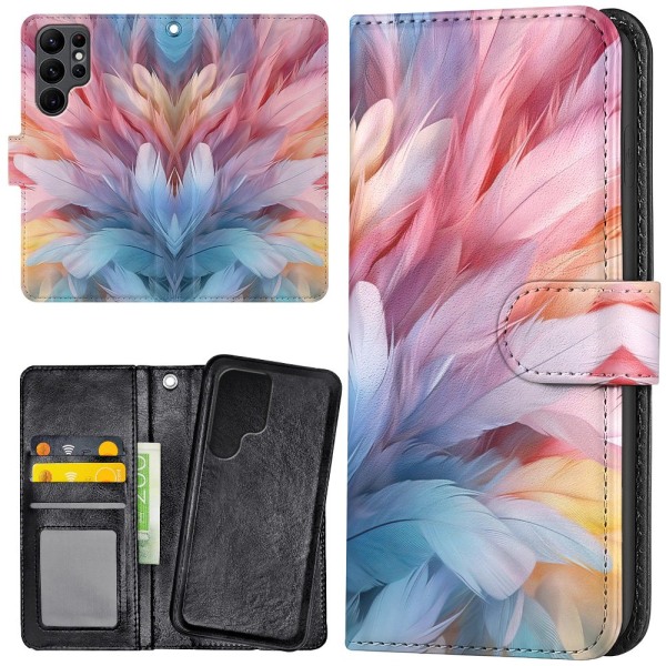 Samsung Galaxy S23 Ultra - Lommebok Deksel Feathers