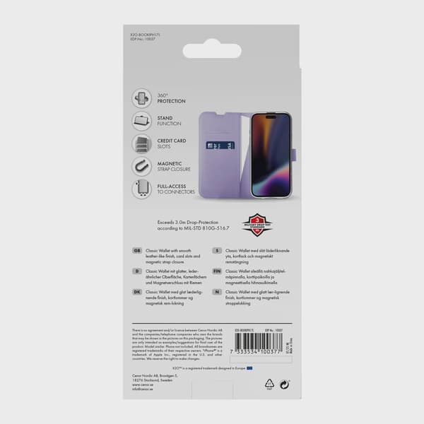 X2O Classic Wallet Plånboksfodral iPhone 17 Lavender